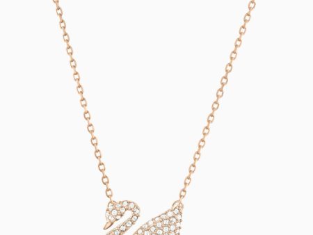 Swarovski Swan Necklace White Rose-Gold Tone Plated For Sale