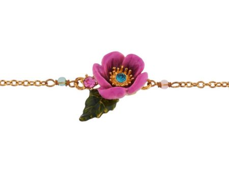 Les Nereides Pink Flower With Rhinestone Pistil Bracelet Online now