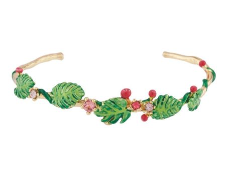 Les Nereides Tropical Leaves And Crystal Cuff Bracelet Online Sale