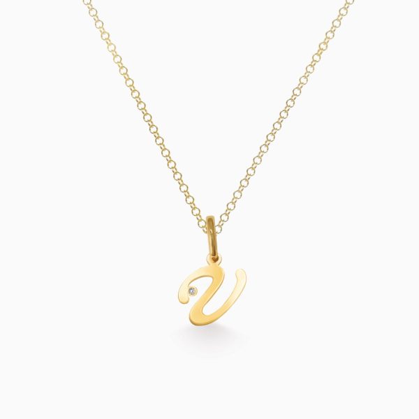 Dije en oro amarillo de 18K letra V Online Sale