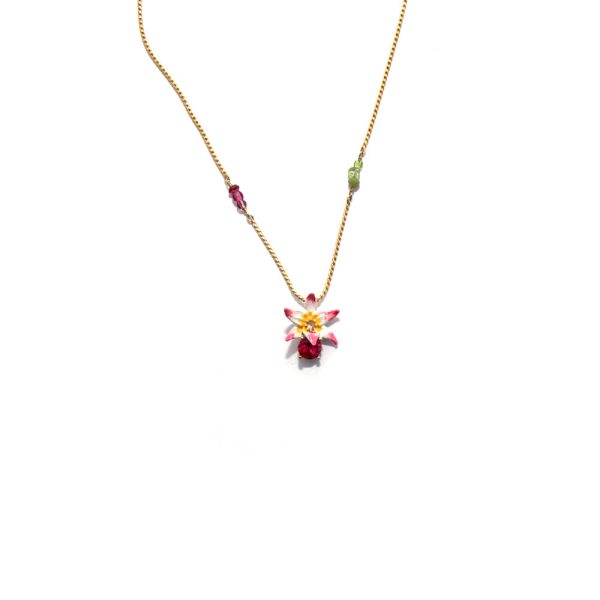 Les Nereides Tropical Flower Carved Crystal And Crystals Long Necklace Online now