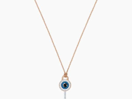 Swarovski Symbolic Evil Eye Pendant Multi-Colored Rose-Gold Tone For Sale