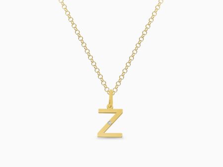 Dije en oro amarillo de 18K letra Z moderna con brillante Online now