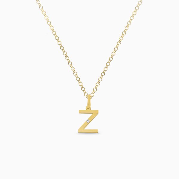 Dije en oro amarillo de 18K letra Z moderna con brillante Online now