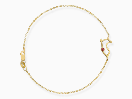 Pulsera I Love Perú en oro amarillo de 18K con rubí Online Hot Sale