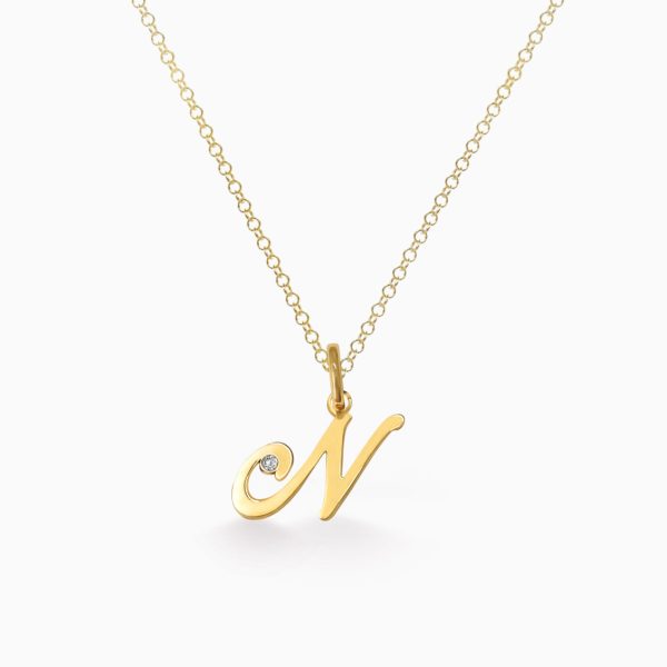 Dije en oro amarillo de 18K letra N Online Sale