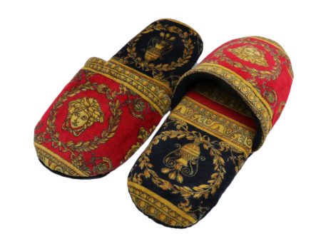 Versace Bath Slippers Red-Gold-Black Hot on Sale