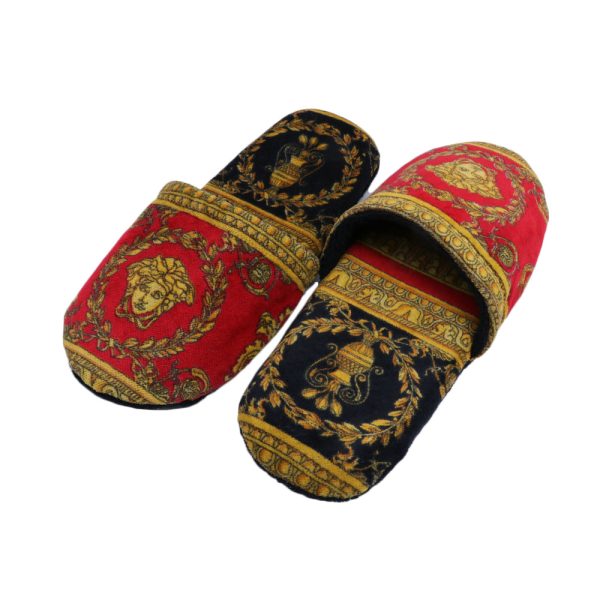 Versace Bath Slippers Red-Gold-Black Hot on Sale