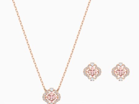 Swarovski Sparkling Necklace And Earring Set Pink on Sale