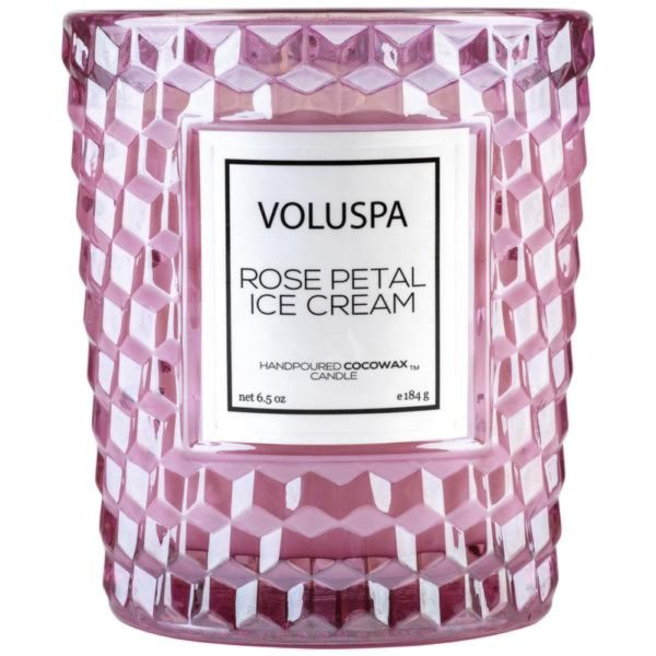 Voluspa Rose Petal Ice Cream Classic Textured Glass Candle Online Hot Sale