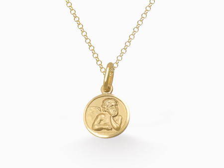 Dije en oro amarillo de 18K ángel grande Online Hot Sale