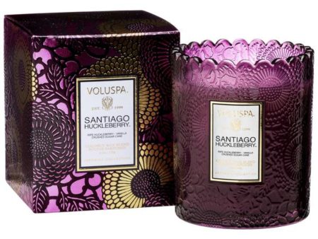 Voluspa Limited Edition Santiago Huckleberry Scalloped Edge Glass Candle on Sale