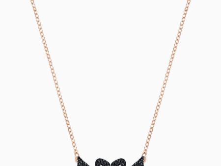 Swarovski Swarovski Iconic Swan Necklace Black Rose-Gold Tone Plated For Sale