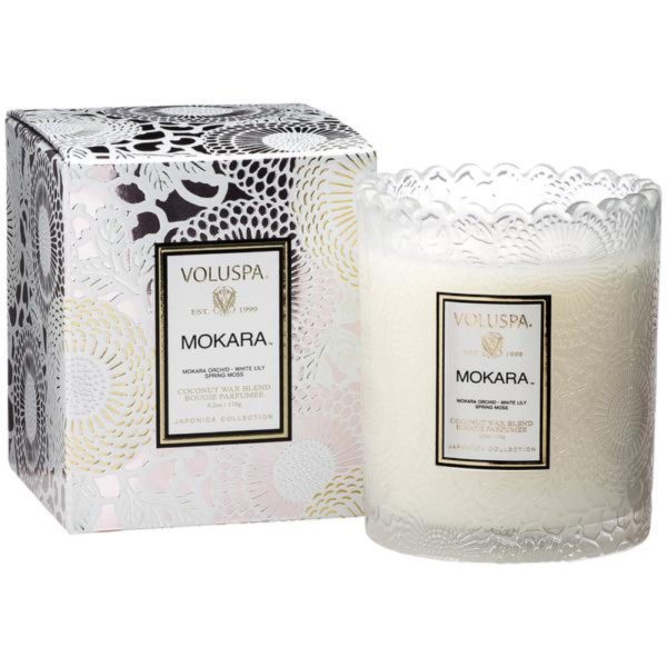 Voluspa Mokara Tinted Scalloped Edge Glass Candle Online Sale