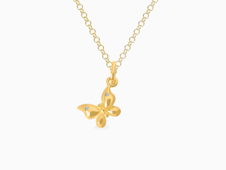 Dije en oro amarillo de 18K mariposa con brillante Hot on Sale