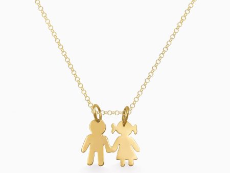 Dije en oro amarillo de 18K placa niño y niña For Cheap