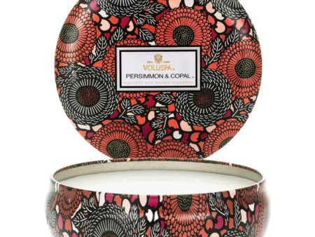 Voluspa Persimmon And Copal 3 Wick Candle In Decorative Tin on Sale