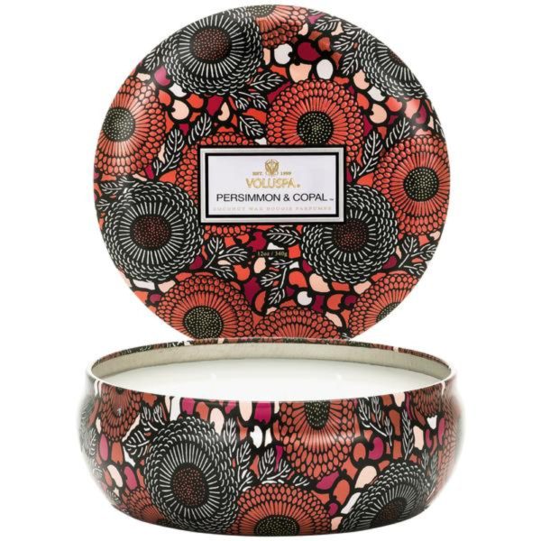 Voluspa Persimmon And Copal 3 Wick Candle In Decorative Tin on Sale