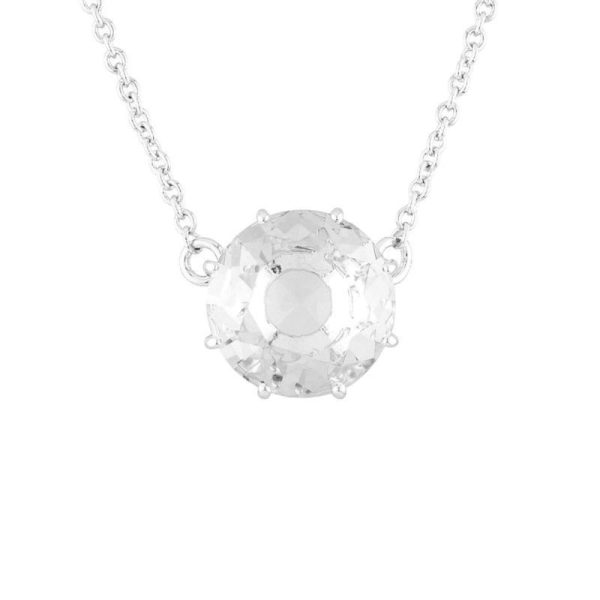 Les Nereides Round Silver Crystal Stone Necklace Fashion