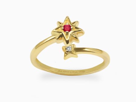 Anillo Pazita en oro amarillo de 18K con rubí For Discount