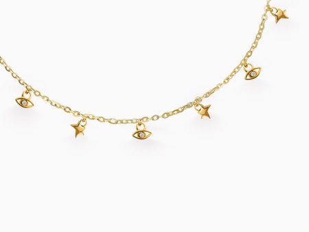 Choker Siena en oro amarillo de 18K con ojos y estrellas For Cheap