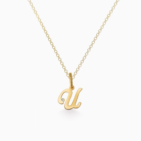 Dije en oro amarillo de 18K letra U Sale