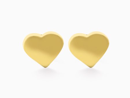 Aretes en oro amarillo de 18K corazón bombeado on Sale