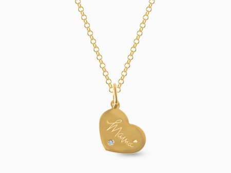 Dije en oro amarillo de 18K corazón mamá grande con brillante For Discount