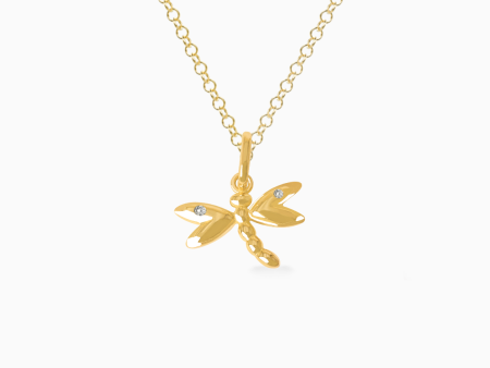 Dije en oro amarillo de 18K libélula con brillante Fashion