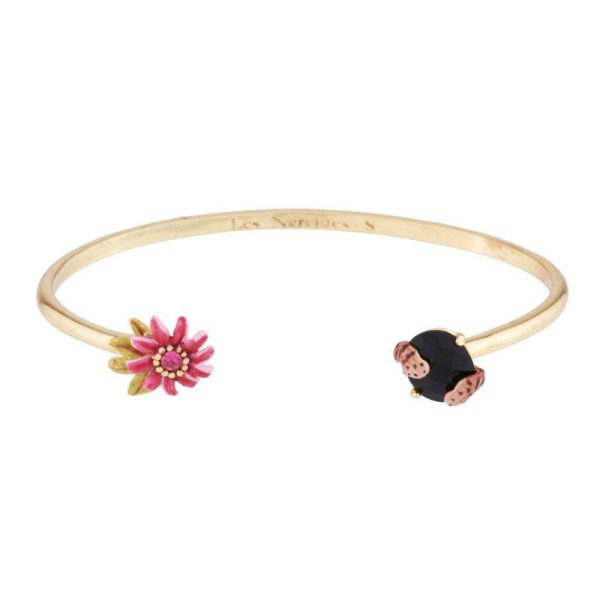 Les Nereides Passion Flower Felin Paws And Carved Crystal Bangle Bracelet Online Sale