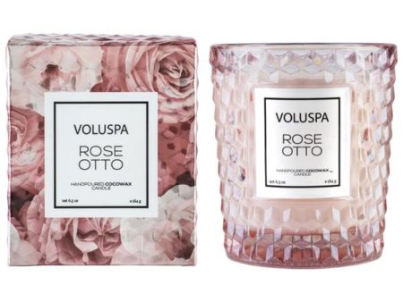 Voluspa Rose Otto Classic - In Textured Glass Candle Discount