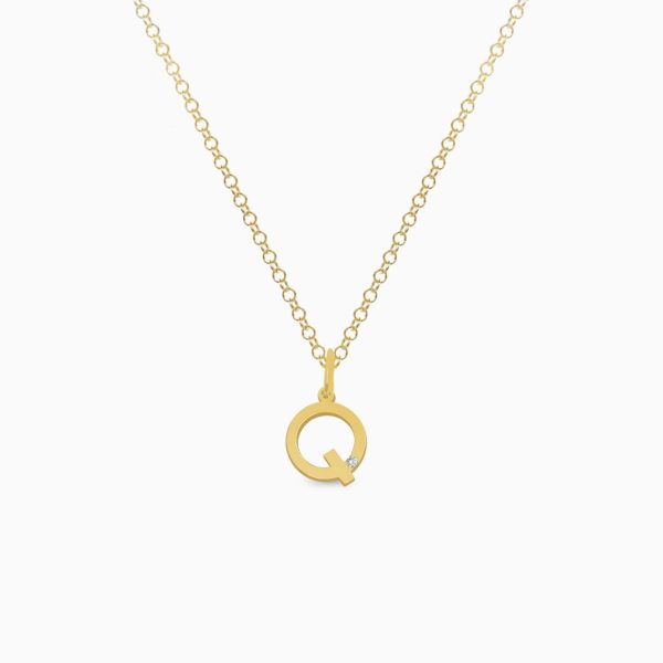 Dije en oro amarillo de 18K letra Q moderna con brillante Discount