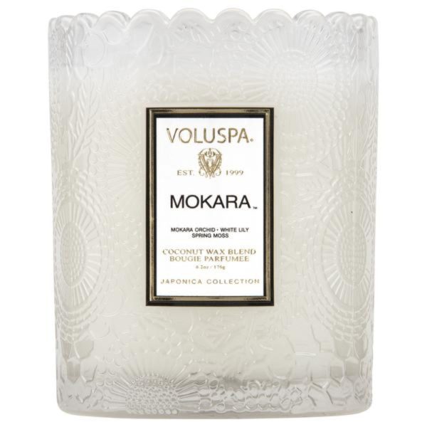 Voluspa Mokara Tinted Scalloped Edge Glass Candle Online Sale