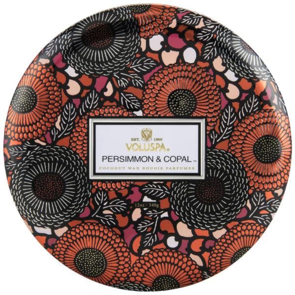 Voluspa Persimmon And Copal 3 Wick Candle In Decorative Tin on Sale