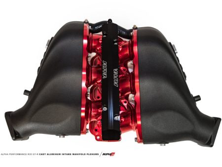 AMS Performance 2009+ Nissan GT-R Alpha Carbon Fiber Billet Intake Manifold w Std Fuel Rail - Red on Sale