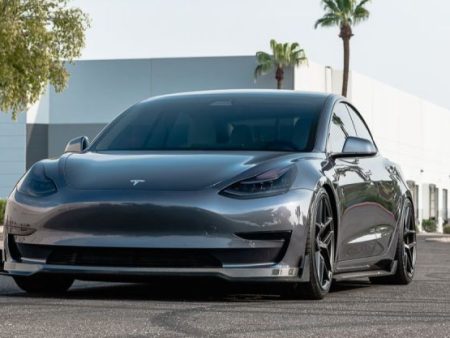 VR Aero 2018+ Tesla Model 3 Gloss Carbon Fiber Front Lip Spoiler For Sale